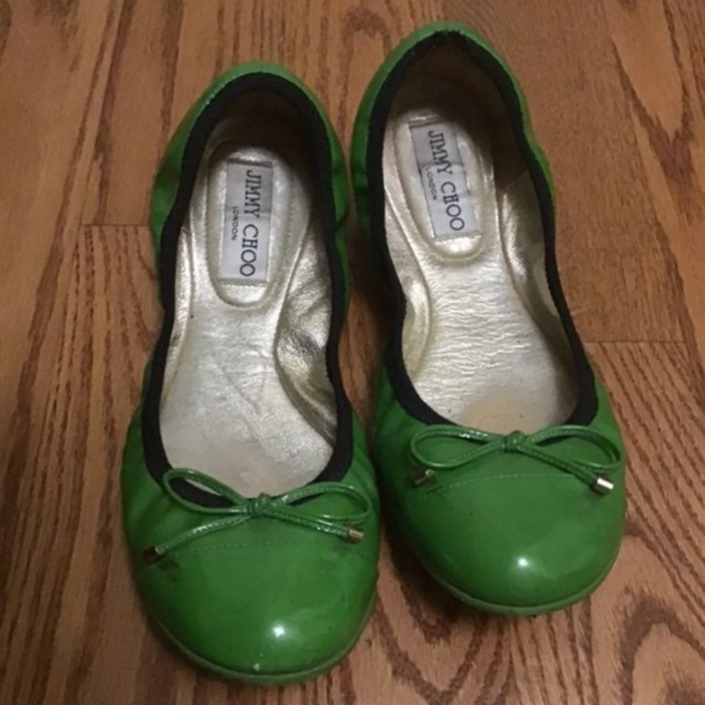 Green Jimmy Choo flats